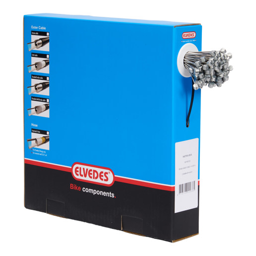 74.6427RVS-BOX ELVEDES Rem binnenkabel RVS 2250 mm ø 1,5 mm (100x) 1 × 19 ø 1,5 x 2250 / ø 7 × 6 mm