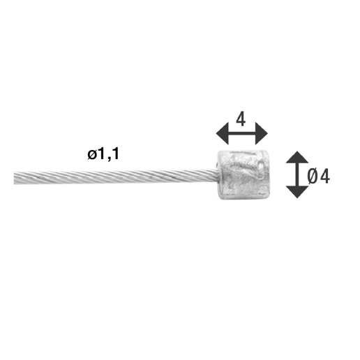74.6472RVS-BOX ELVEDES Schakel binnenkabel RVS 2250 mm ø 1,1 mm (100x) 1 x 19 ø 1,1 x 2250 / ø 4 x 4 mm