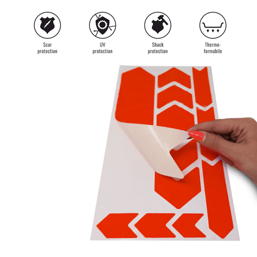 092022 MERKLOOS Bicycle frame protection sticker set neon red 165 x 340 mm