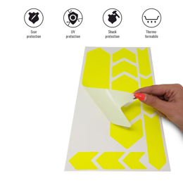092021 MERKLOOS Bicycle frame protection sticker set neon yellow 165 x 340 mm