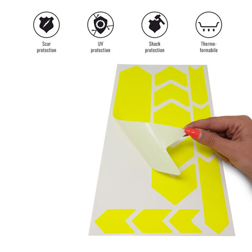 092021 MERKLOOS Bicycle frame protection sticker set neon yellow 165 x 340 mm